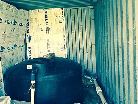 Holding tank in pump house
