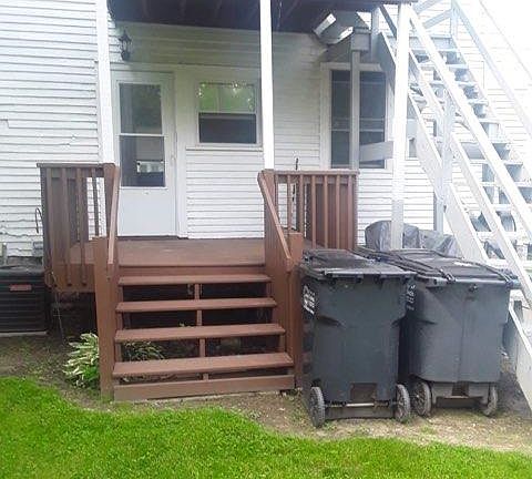 your rear porch. White staircase is how upper tenant enters his unit