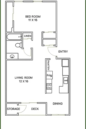 Floor plan 1 bed 1 bath