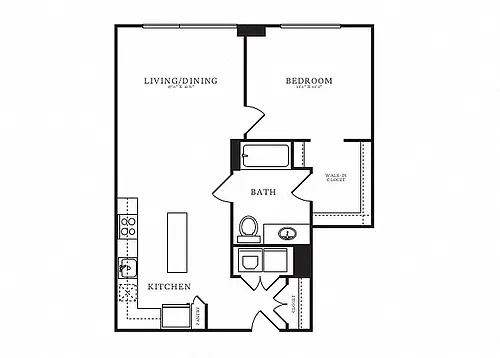 Floor plan 1 Bed/1 Bath-B6