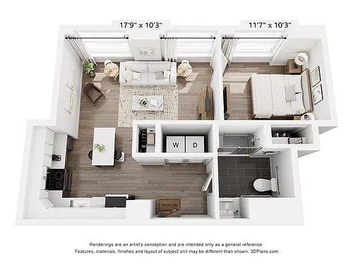 Floor plan 1 Bedroom 1 Bathroom | 649 ADA