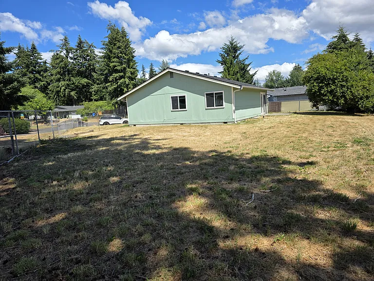 Looking back at the house from the other side of the yard