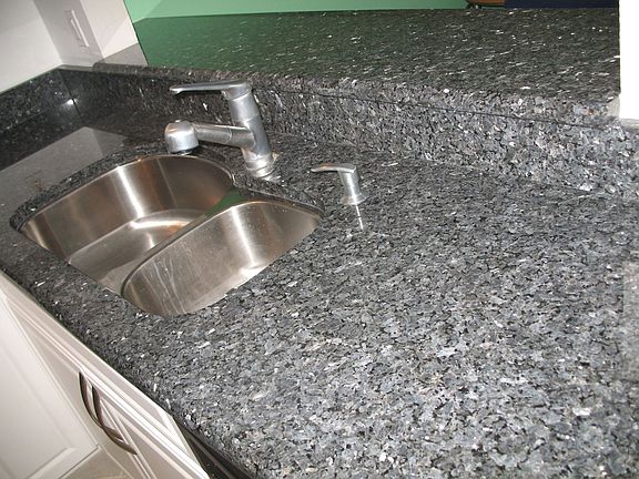 Blue Pearl Granite in kitchen and bathrooms