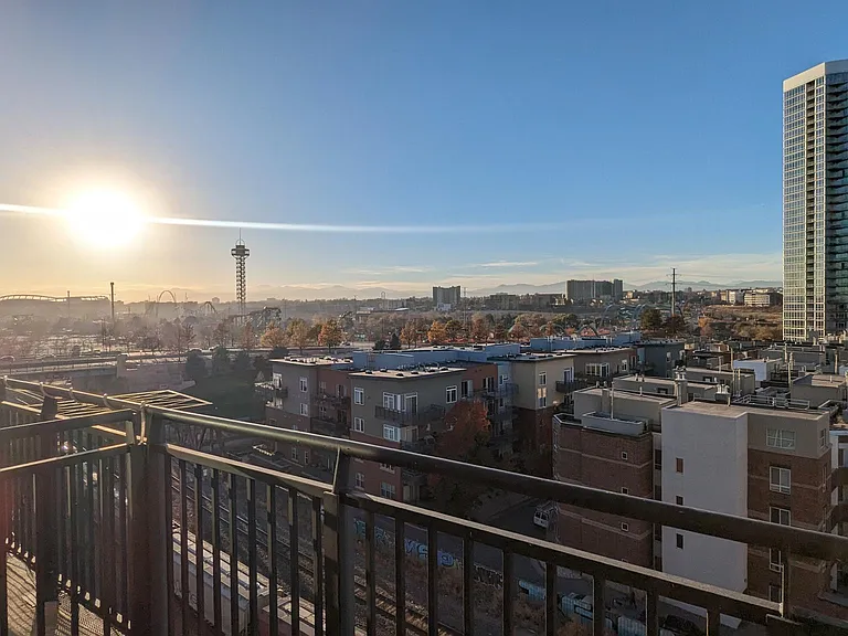 View southwest of Elitch Gardens and Mile High Stadium