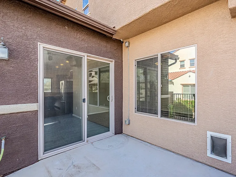 Patio with doggy door