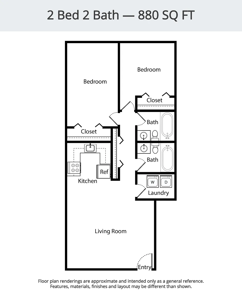Floor plan 2 Bed 2 Bath