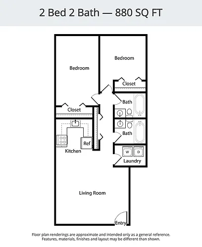 Floor plan 2 Bed 2 Bath