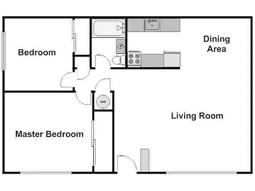 Floor plan 2 Bed / 1 Bath: Type A