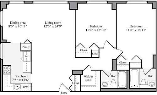 Floor plan 2 Bedrooms X