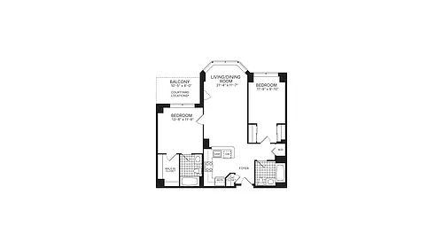 Floor plan 2 Bed 2 Bath B02