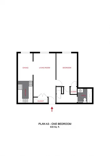 Floor plan Plan A3 - One Bedroom