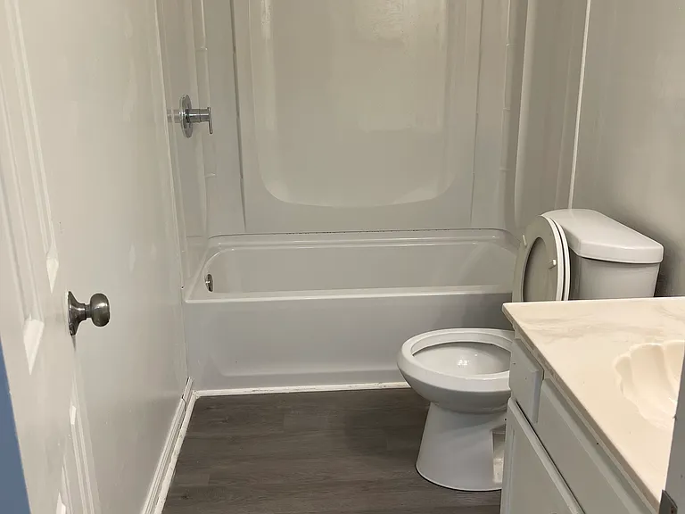 Guest bathroom(just installed a new shower tub and new bathroom floor.)