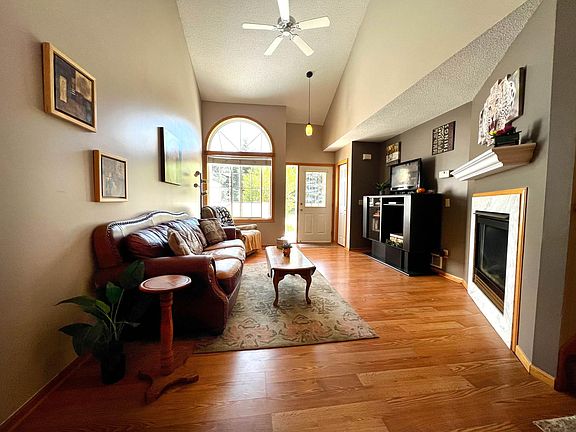 Living room with vaulted ceiling