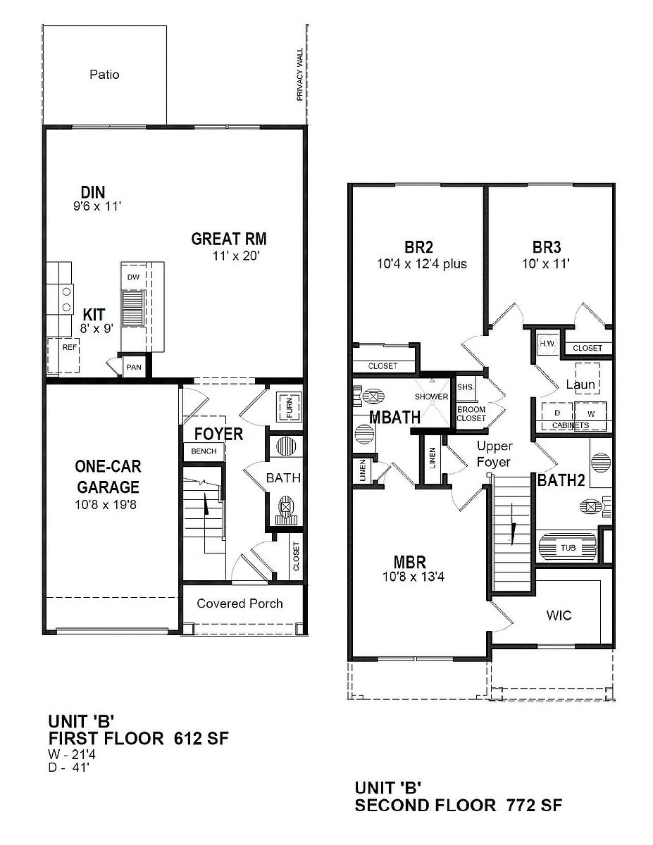 Floor plan 3 Bedroom Townhome