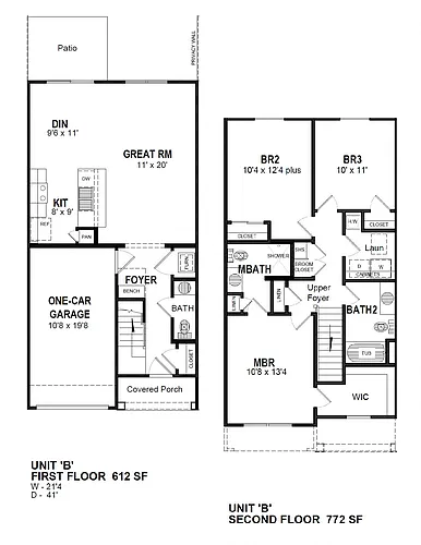 Floor plan 3 Bedroom Townhome