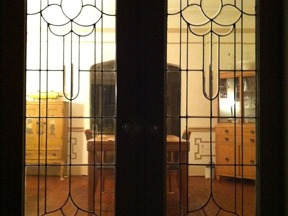 Leaded glass doors