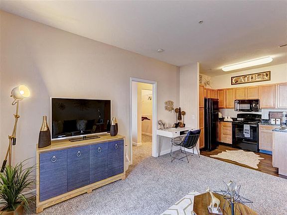 Residence at North Penn living room with office space