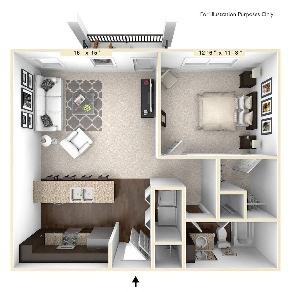 Floor plan The Vienna 1 BR 1 BA