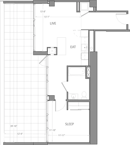 Floor plan Penthouse E with Deck