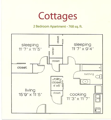 Floor plan 2 Bedroom Cottage