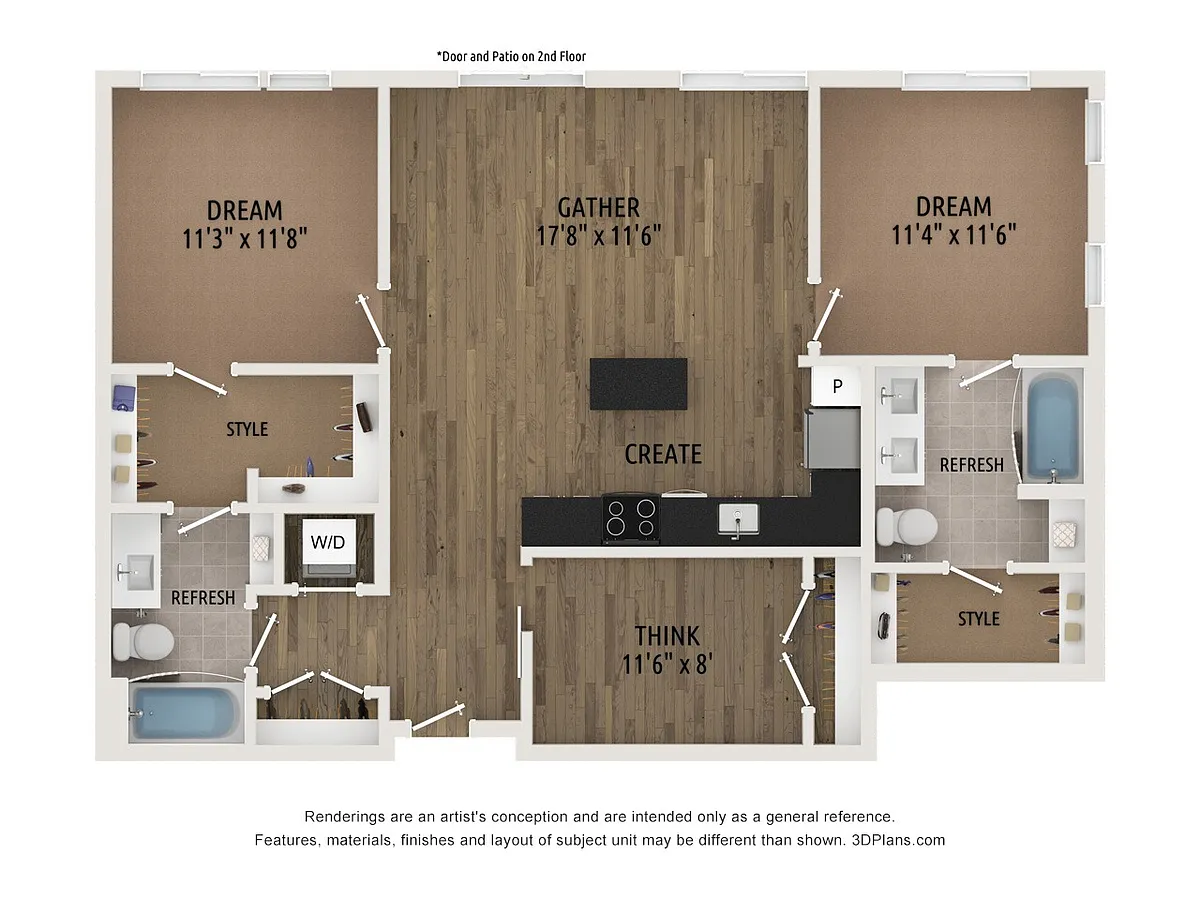 Floor plan Two Bed Den E1