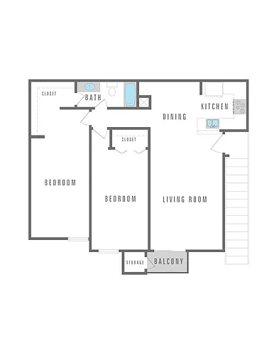 Floor plan 2 Bedroom 1 Bath
