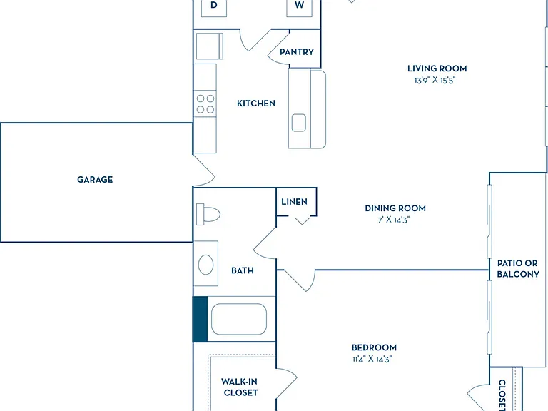 1 Bedroom | 1 Bath | 722 SF | Renovated | Garage Available 1 Bedroom | 1 Bath | 722 SF | Renovated | Garage Available