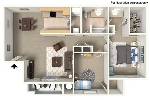 Floor plan 2 Bedroom/1 Bath