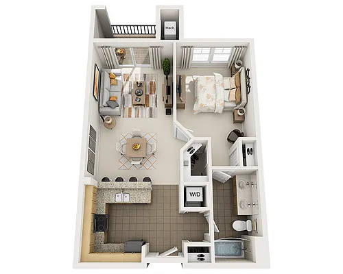 Floor plan One Bedroom A1B2