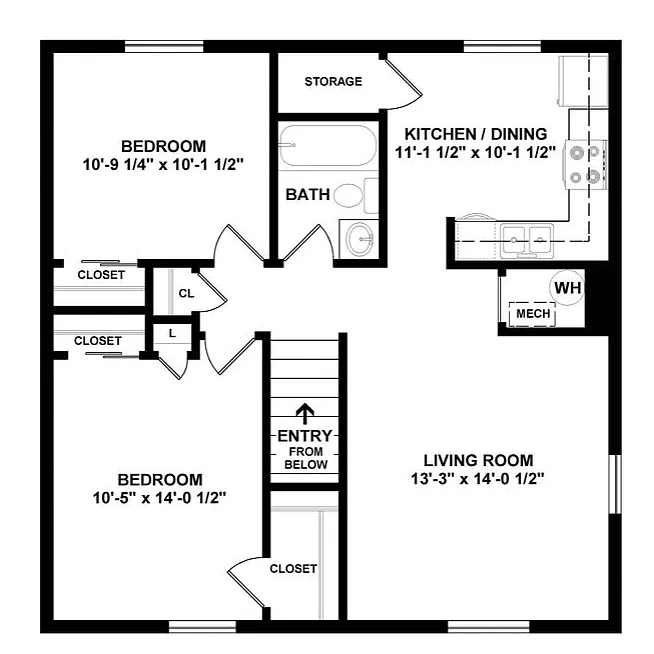 Floor plan 2 Bedroom Garden