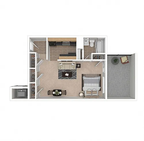 Floor plan Studio 1Bathroom