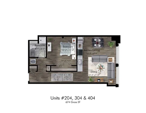 Floor plan One Bedroom/One Bathroom