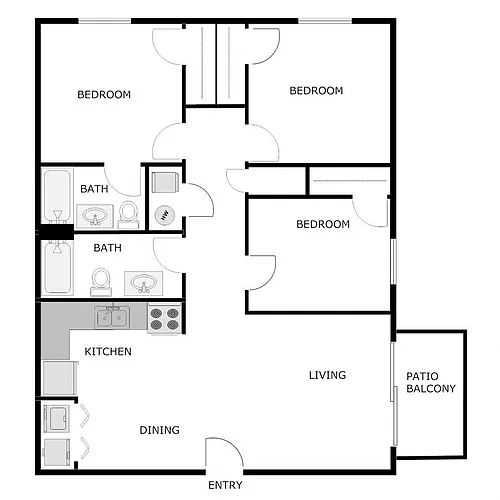 Floor plan 3 Bed 2 Bath