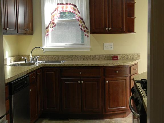 Custom kitchen with new flooring.