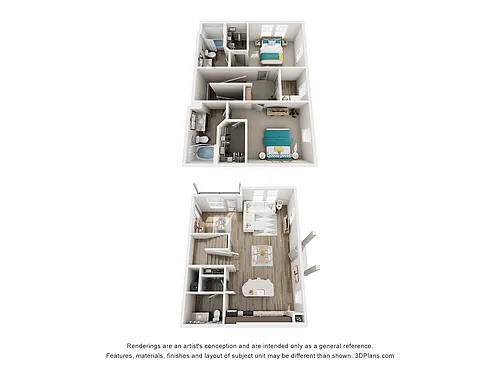 Floor plan B5 - Two Bedroom, Two and 1/2 Bathroom