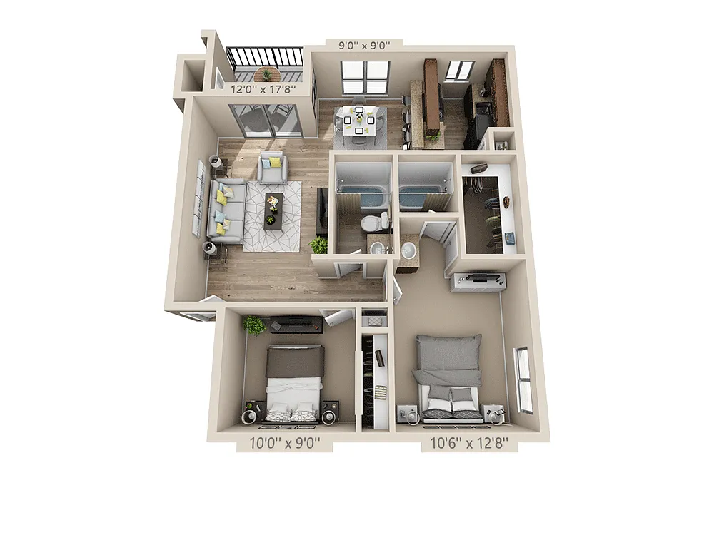 Floor plan Two Bedroom B2ACT