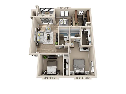 Floor plan Two Bedroom B2ACT