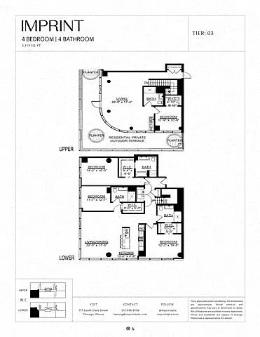 Floor plan Four Bedroom PH B Terrace