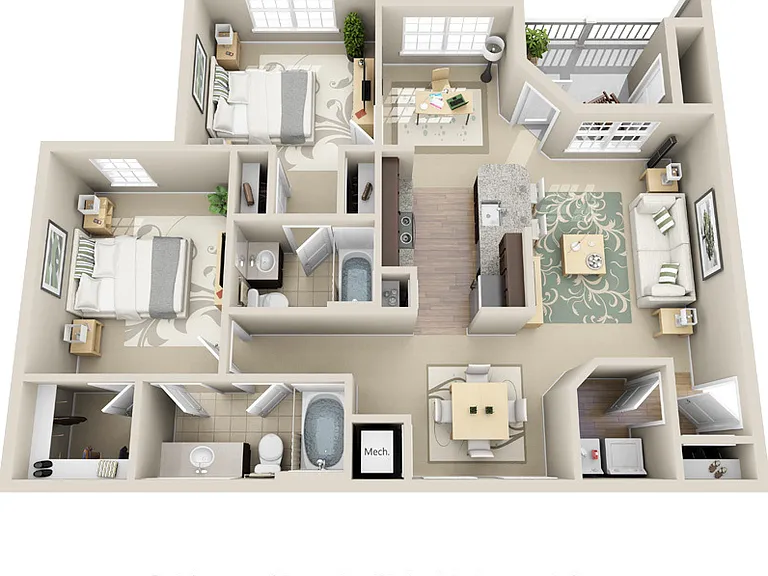 Element Carolina Bay - B1 Edisto A - 2 Beds - 2 Baths - 1097 Sq. ft.