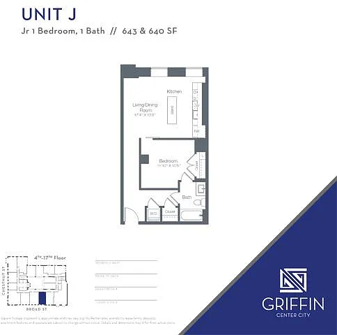 Floor plan J Jr 1 Bedroom 1 Bath