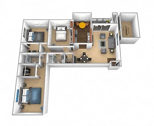 Floor plan 3 Bedroom 2 Bath