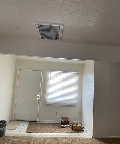 Entrance door into living room