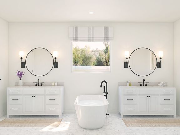 Primary bath with dual vanities