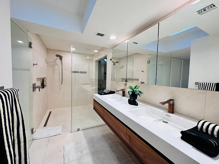 Newly refined master bathroom with big walk-in shower