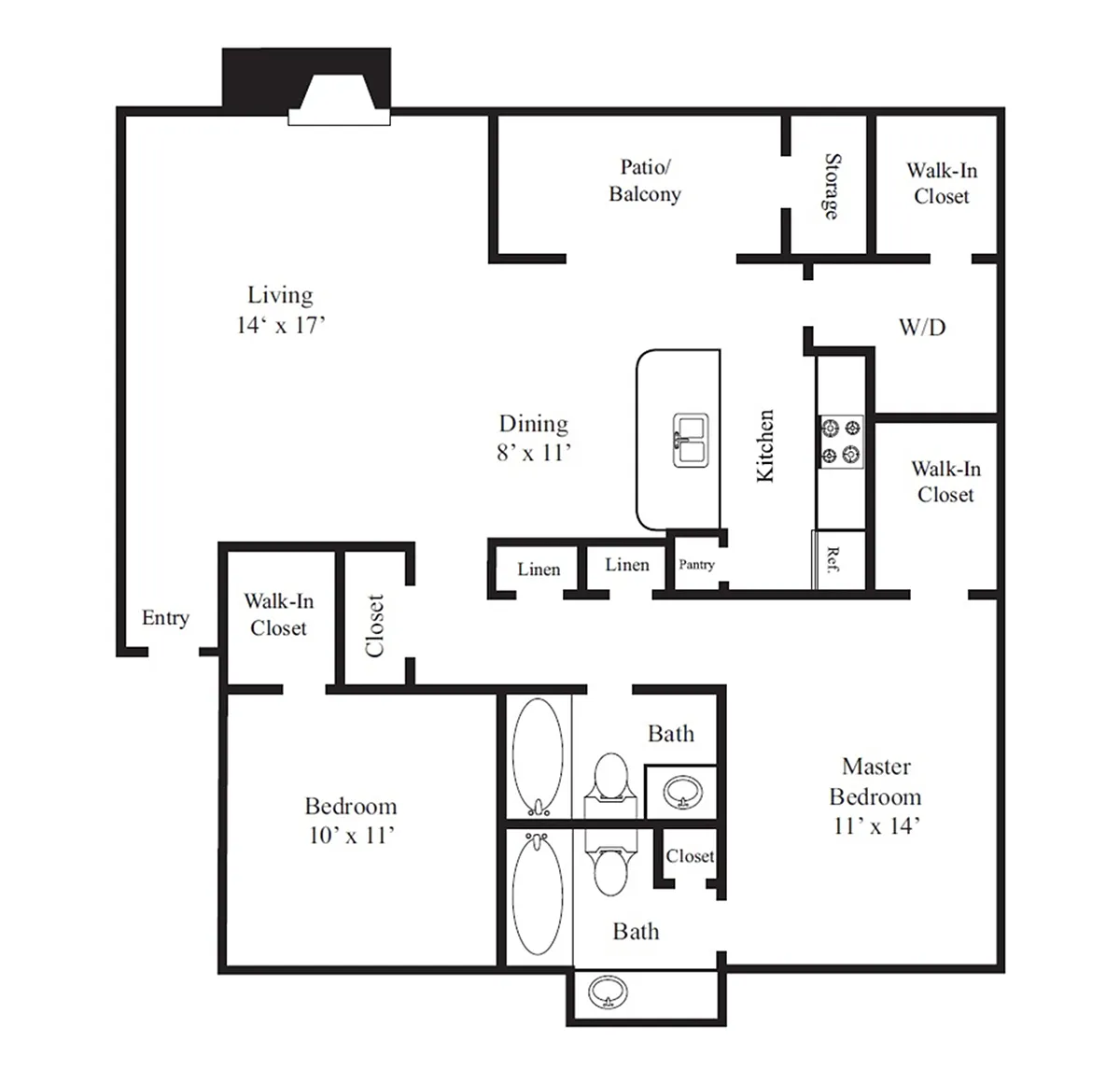Floor plan 2 Bed 2 Bath