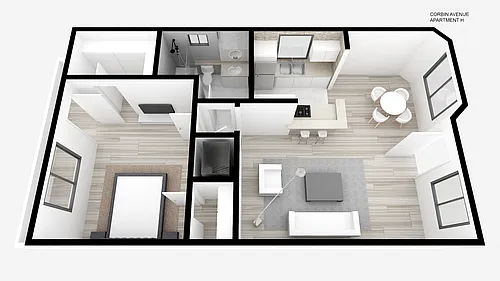 Floor plan One Bed ~ One Bath