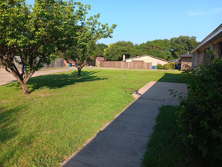 Backyard view before fence installation.