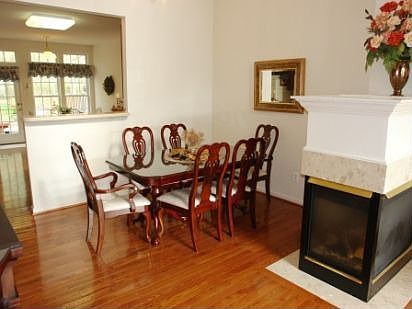 Dining area and fireplace