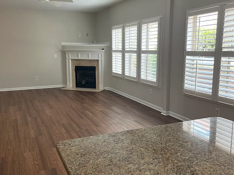 view to freshly painted living room