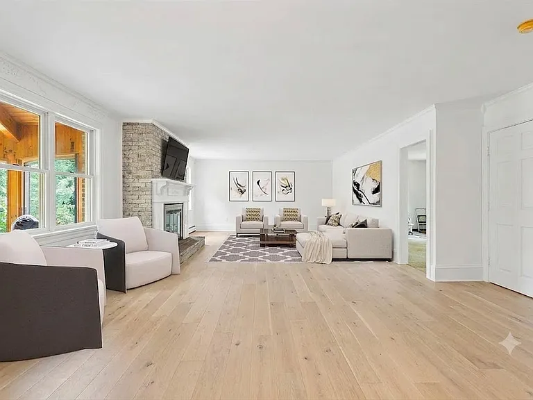 Living room and dining room area